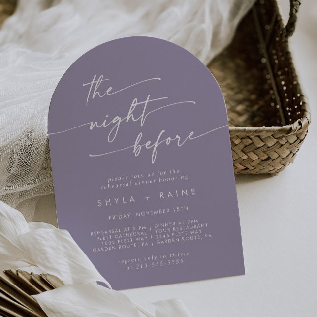 Boho Chic Lavender Purple Arch Rehearsal Dinner Invitation (Creator Uploaded)