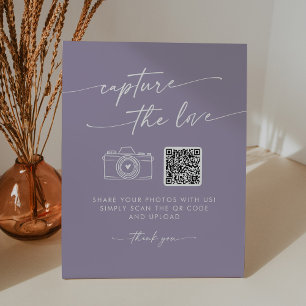 Boho Chic Lavender Purple Capture the Love Wedding Pedestal Sign