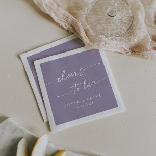 Boho Chic Lavender Purple Cheers to Love Wedding Napkin