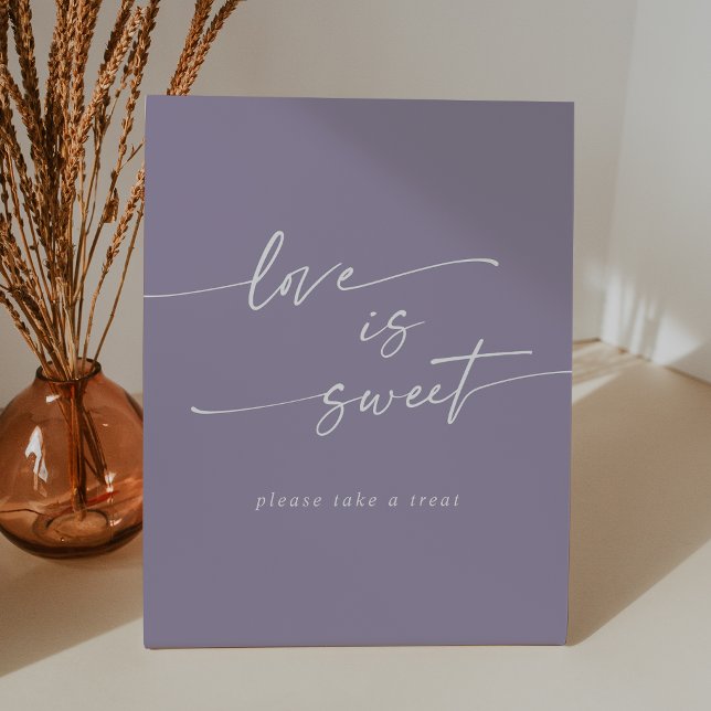 Boho Chic Lavender Purple Love Is Sweet Wedding Pedestal Sign (Boho Chic Lavender Purple Love Is Sweet Wedding Pedestal Sign)