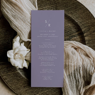Boho Chic Lavender Purple Monogram Wedding Menu