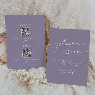 Boho Chic Lavender Purple QR Code Details RSVP Card
