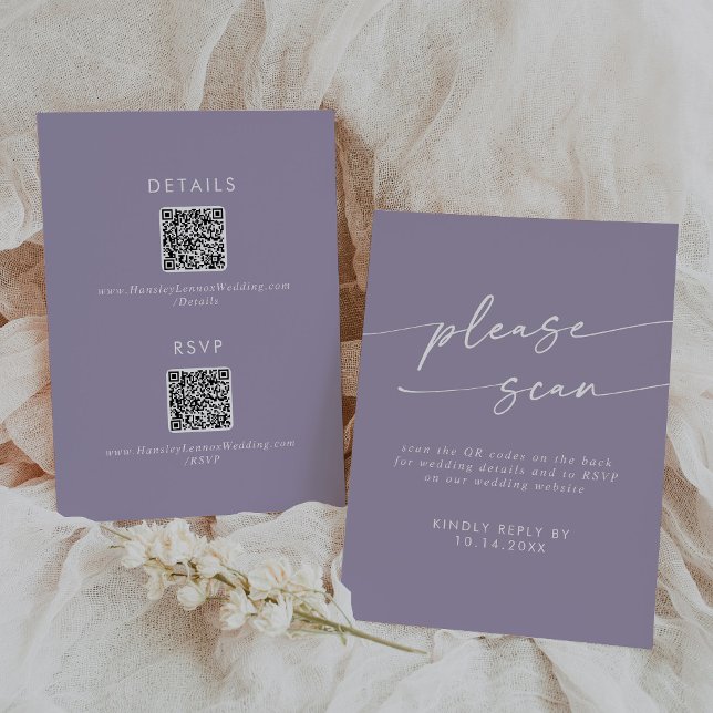 Boho Chic Lavender Purple QR Code Details  RSVP Card (Creator Uploaded)