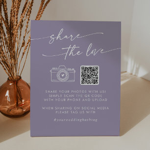 Boho Chic Lavender Purple Share the Love QR Code Pedestal Sign