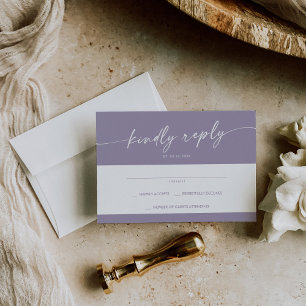 Boho Chic Lavender Purple Simple Wedding RSVP Card