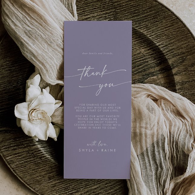 Boho Chic Lavender Purple Thank You Place Card (Creator Uploaded)