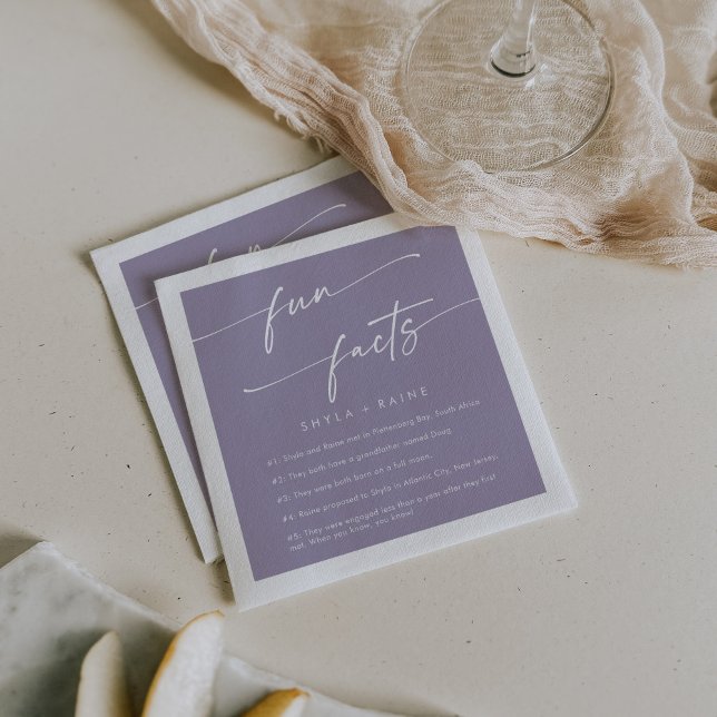 Boho Chic Lavender Purple Wedding Fun Fact Napkins (Creator Uploaded)