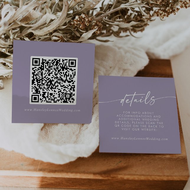 Boho Chic Lavender Purple Wedding QR Code Details Enclosure Card (Creator Uploaded)