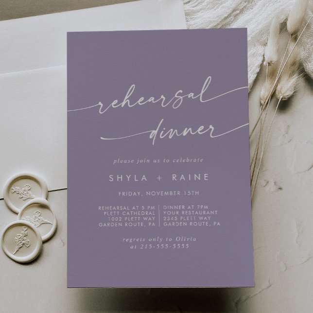 Boho Chic Lavender Purple Wedding Rehearsal Dinner Invitation (Creator Uploaded)