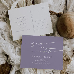 Boho Chic Lavender Purple Wedding Save the Date Invitation Postcard