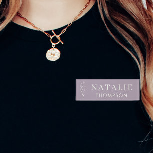 Boho Chic Lilac Lavender Flower Employee Event Name Tag