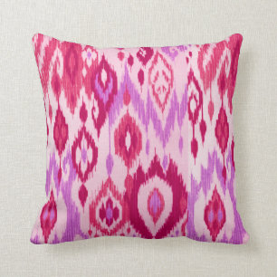 Boho Chic lilac orchid pink Ikat Tribal Tapestry Cushion