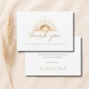 Boho Chic Little Sunshine Neutral Baby Shower Thank You Card