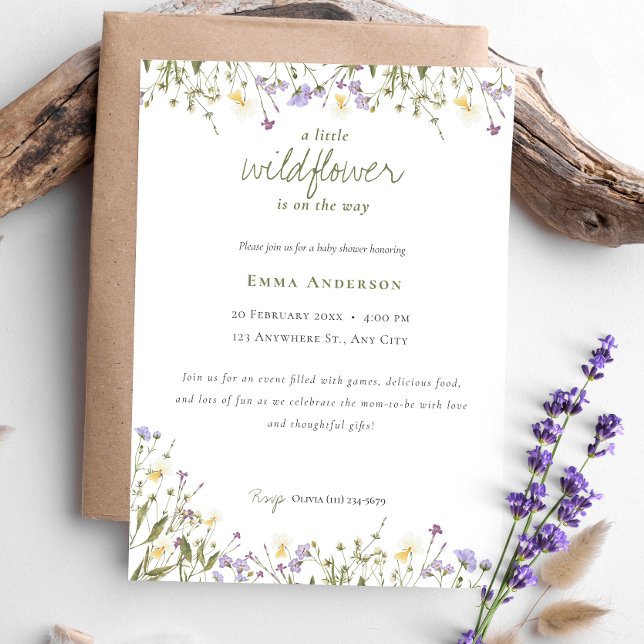 Boho Chic Little Wildflower Baby Shower Invitation (Creator Uploaded)