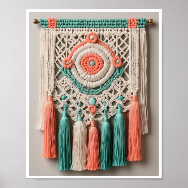 Boho-chic macrame-inspired artwork Poster Wall Art (Front)