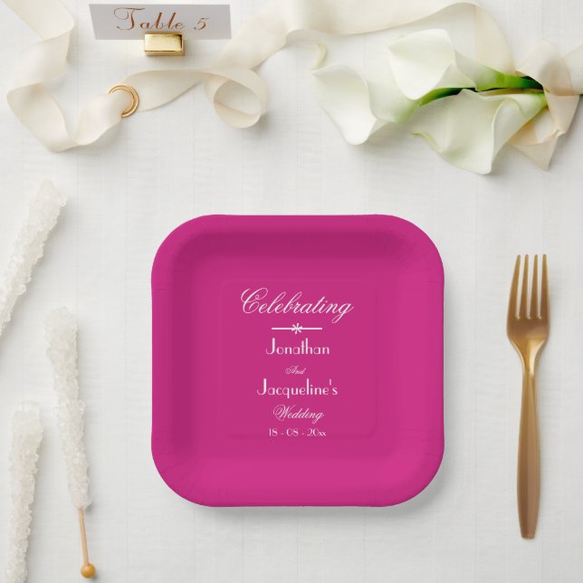 Boho Chic Magenta Wedding Cake Table Paper Plate (Wedding)
