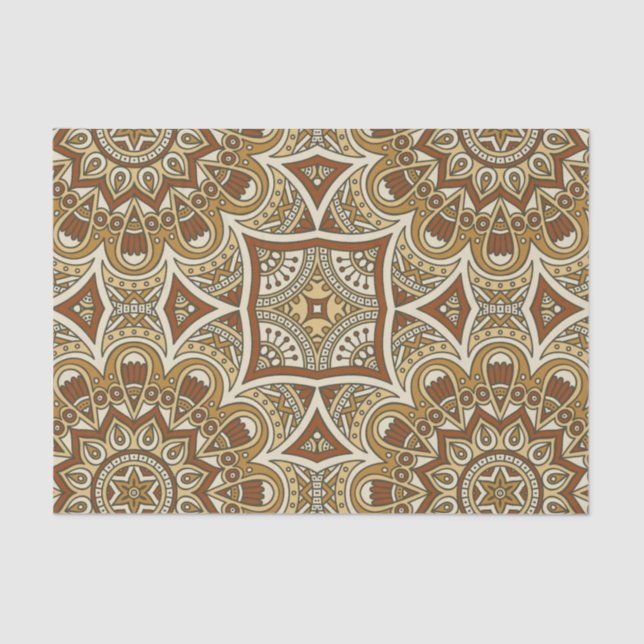 Boho Chic Mandala Pattern in Earth Tones Tissue Paper (Front)