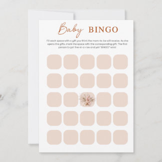 Boho Chic Minimalist Baby Shower Bingo Card