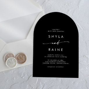 Boho Chic Modern Casual White Black Wedding Acrylic Invitations