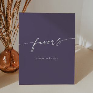 Boho Chic Modern Plum Purple Wedding Favours Pedestal Sign