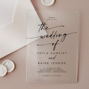 Boho Chic Modern Simple Clear Acrylic Wedding Invitations