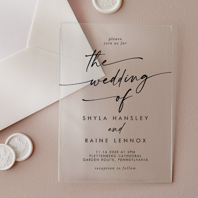 Boho Chic Modern Simple Clear Acrylic Wedding Invitations (Boho Chic Modern Simple Clear Acrylic Wedding Acrylic Invitations)