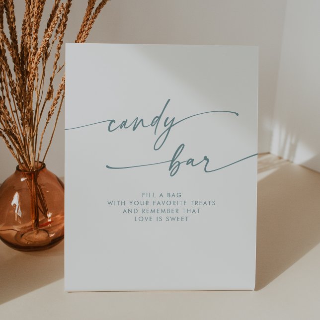 Boho Chic Modern Teal and White Candy Bar Wedding Pedestal Sign (Boho Chic Modern Teal and White Candy Bar Wedding Pedestal Sign)