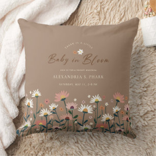 Boho Chic Modern Wildflower Baby in Bloom Shower Cushion