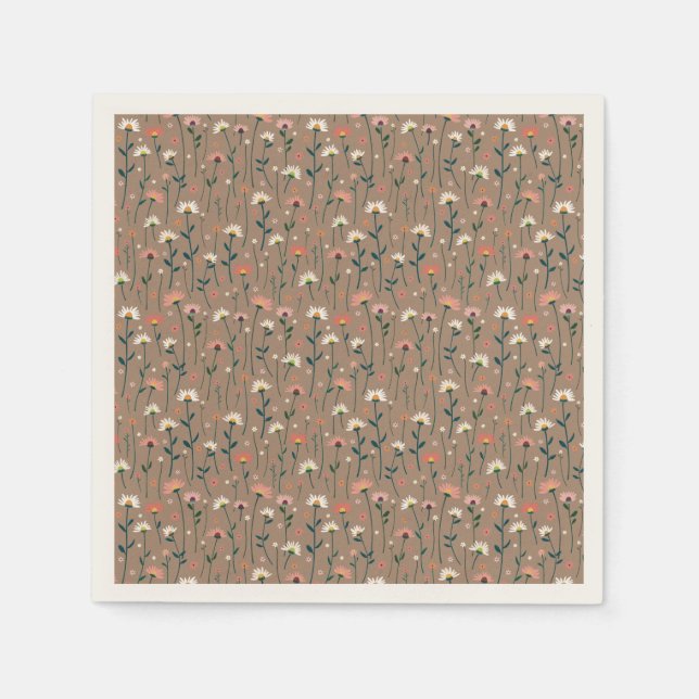 Boho Chic Modern Wildflower Baby in Bloom Shower  Napkin (Front)