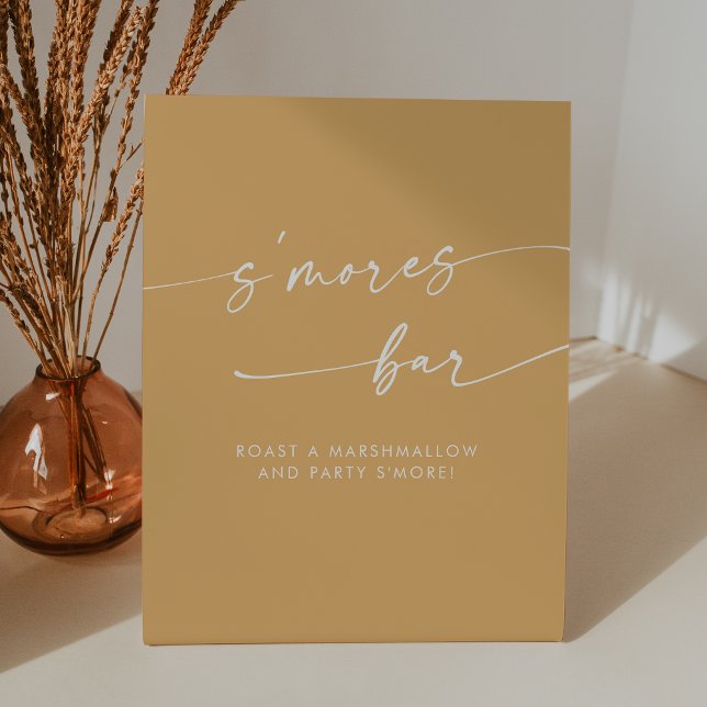 Boho Chic Modern Yellow Marigold Smores Wedding Pedestal Sign (Boho Chic Modern Yellow Marigold Smores Wedding Pedestal Sign)