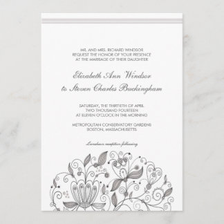 BOHO Chic Monochromatic  Taupe Garden Wedding Invitation