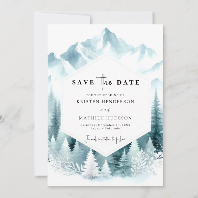 Boho Chic Mountain Wedding Save The Date (Front)