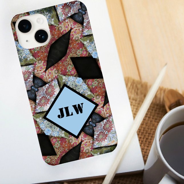 Boho Chic Multi Colour Patchwork with Initials Case-Mate iPhone Case (Creator Uploaded)