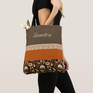 Boho-Chic Mushroom Pattern Tote Bag