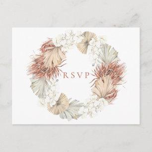 Boho-Chic Natural Wreath Wedding RSVP Song Request Invitation Postcard