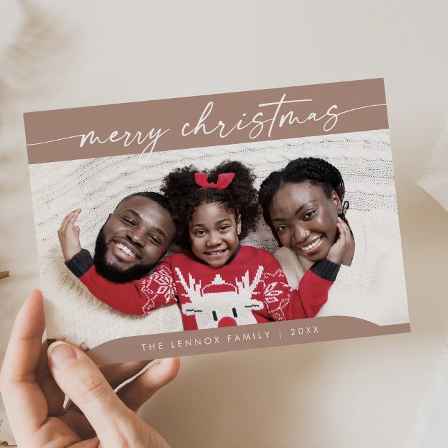 Boho Chic Neutral Easy Modern Photo Christmas Holiday Card (Creator Uploaded)