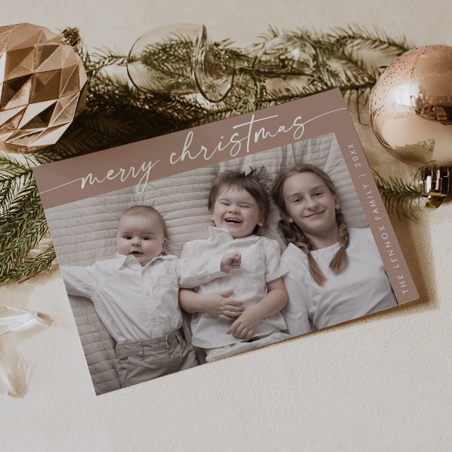 Boho Chic Neutral Photo Fun Family Christmas Holiday Card (Creator Uploaded)
