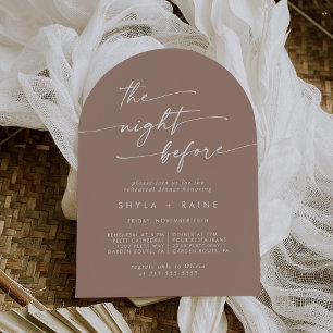 Boho Chic Neutral Taupe Arch Rehearsal Dinner Invitation