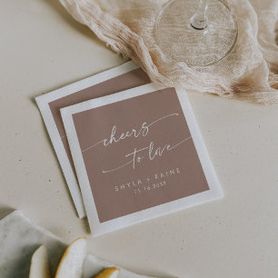 Boho Chic Neutral Taupe Cheers to Love Wedding Napkin
