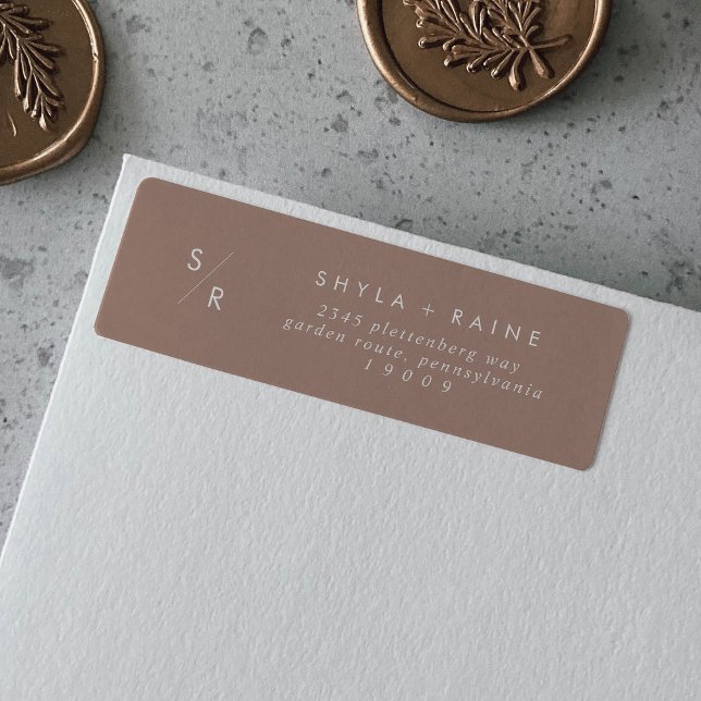 Boho Chic Neutral Taupe Monogram Address Labels (Creator Uploaded)