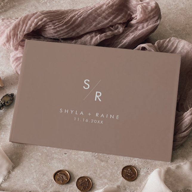 Boho Chic Neutral Taupe Monogram Wedding Guest Book (Creator Uploaded)