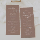 Boho Chic Neutral Taupe Tea Length Wedding Program<br><div class="desc">This boho chic neutral taupe tea length wedding program is perfect for a minimalist wedding ceremony. The beige brown earth tone modern bohemian design features simple rustic calligraphy with a unique yet classic style. Personalise your wedding program with you names, wedding date, location, order of service, wedding party and optional...</div>