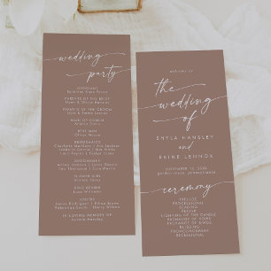 Boho Chic Neutral Taupe Tea Length Wedding Program