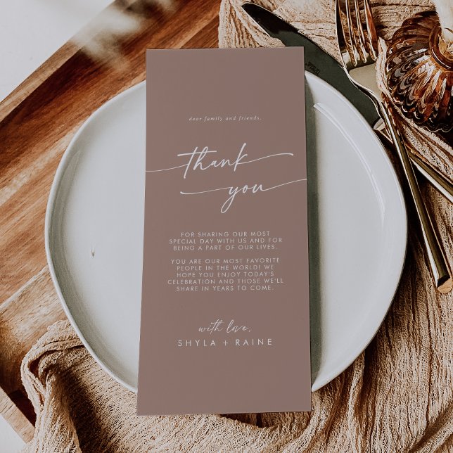 Boho Chic Neutral Taupe Thank You Place Card (Creator Uploaded)