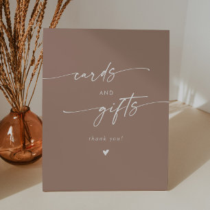 Boho Chic Neutral Taupe Wedding Cards and Gifts Pedestal Sign