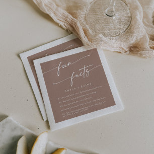 Boho Chic Neutral Taupe Wedding Fun Fact Napkins