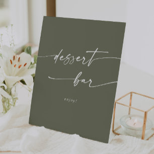 Boho Chic Olive Green Dessert Bar Wedding Pedestal Sign