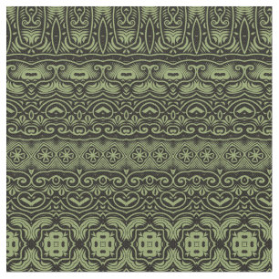 Boho Chic Olive Green Pattern Fabric