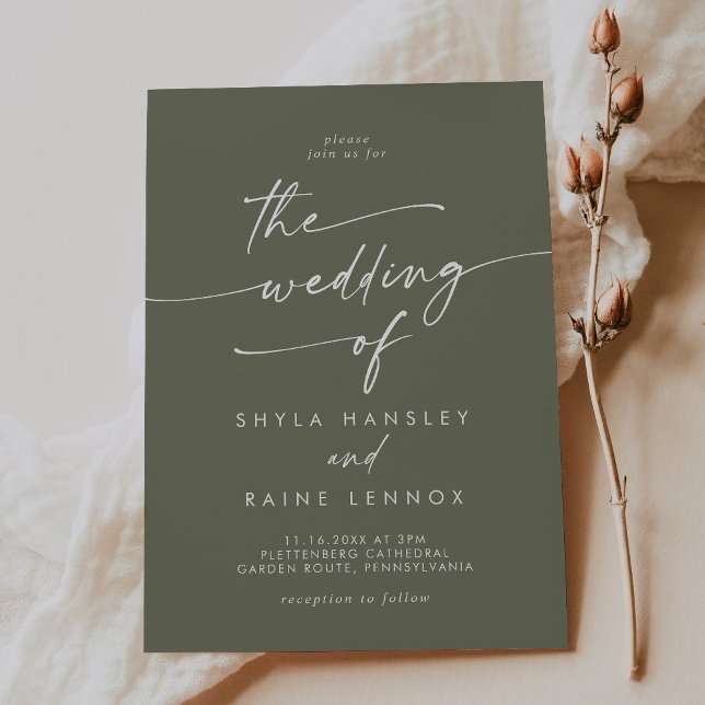 Boho Chic Olive Green The Wedding Of Invitation (Creator Uploaded)