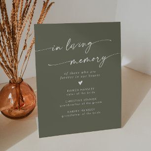 Boho Chic Olive Green Wedding In Loving Memory Pedestal Sign